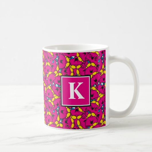 Helder roze patroon | Monogram Koffiemok (Rechts)