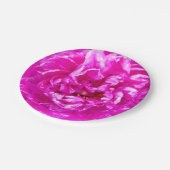 Helder Roze Pioen Borden, 7" rond Papieren Bordje (Gekanteld)