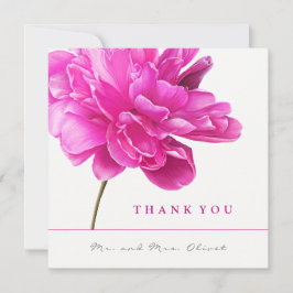 Helder roze pioen bruiloft dank u kaart