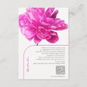 Helder roze pioen bruiloft details informatiekaartje (Voorkant)