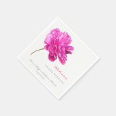 Helder roze pioen bruiloft welkom servet (Hoek)