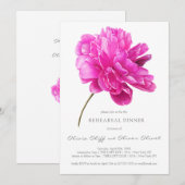 Helder roze pioen repetitie diner kaart (Voorkant / Achterkant)