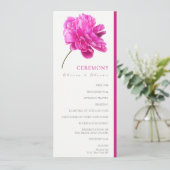 Helder Roze Pioen Trouw Programmakaart (Staand voorkant)