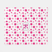Helder Roze Polka Dots Aangepaste Naam & Monogram Fleece Deken (Voorkant (Horizontaal))