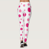 Helder Roze Polka Dots Aangepaste Naam & Monogram Leggings (Achterkant)