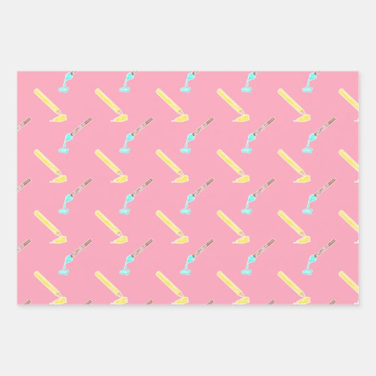 Helder roze potlood patroon - leuke hand getrokken inpakpapier vel (Voorkant 2)