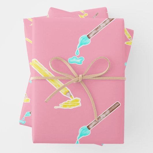 Helder roze potlood patroon - leuke hand getrokken inpakpapier vel (In situ)