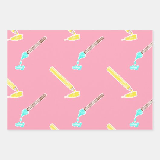 Helder roze potlood patroon - leuke hand getrokken inpakpapier vel (Voorkant)