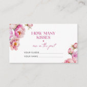 Helder roze raden hoeveel kussen bruids spel informatiekaartje (Voorkant)