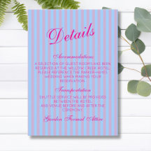 Helder Roze Retro Blauw Roze Streep Huwelijksdetai