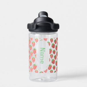 Helder Roze & Rode Aardbei Kinderen Gepersonalisee Waterfles