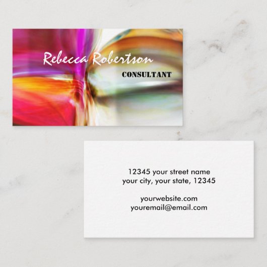 Helder, roze, rode, Abstracte kunst Visitekaartje (Voorkant / Achterkant)