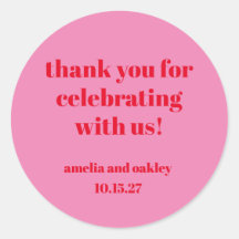 Helder Roze Rode Retro Custom Wedding Bedankt