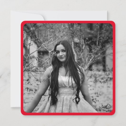 Helder Roze Rood Script Foto Chic Graduation Party Kaart (Achterkant)