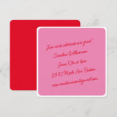 Helder Roze Rood Script Minimalistische Graduation Kaart (Voorkant / Achterkant)