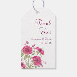 Helder Roze Roos Bruiloft Cadeaulabel