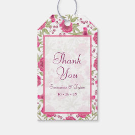 Helder Roze Roos Bruiloft Cadeaulabel