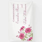 Helder Roze Roos Bruiloft Spandoek (Verticaal)