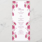 Helder Roze Roos Huwelijksmenu's Menu (Voorkant)