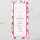 Helder Roze Roos Huwelijksprogramma's Menu (Voorkant)