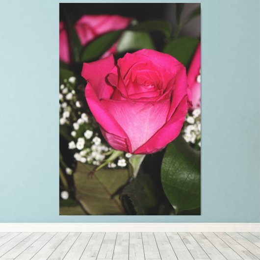 Helder roze roze canvas afdruk (Insitu (Houten vloer))
