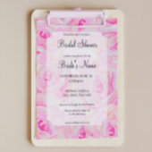 Helder roze rozen bruids douche uitnodiging