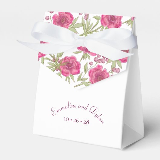 Helder Roze Rozen Bruiloft Bedankdoosjes (Voorkant Zijde)
