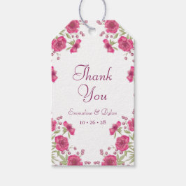Helder Roze Rozen Bruiloft Cadeaulabel
