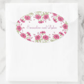 Helder Roze Rozen Bruiloft Ovale Sticker (Tas)