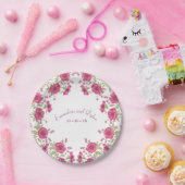 Helder Roze Rozen Bruiloft Papieren Bordje (Feest)