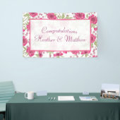 Helder Roze Rozen Bruiloft Spandoek (Beurs)