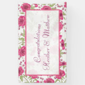 Helder Roze Rozen Bruiloft Spandoek (Verticaal)