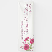 Helder Roze Rozen Bruiloft Spandoek (Verticaal)
