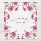 Helder Roze Rozen Bruiloft Wijn Etiket (Enkel label)