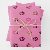 Helder roze rozen en luipaard lippen inpakpapier vel (In situ)