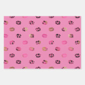 Helder roze rozen en luipaard lippen inpakpapier vel (Voorkant)