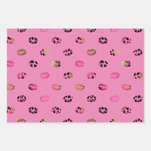 Helder roze rozen en luipaard lippen inpakpapier vel (Voorkant)