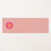 Helder Roze Sinaasappel Chevron Monogram Yogamat (Voorkant (horizontaal))