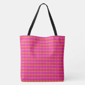Helder Roze Sinaasappel en Paarse Controleer Patro Tote Bag (Achterkant)