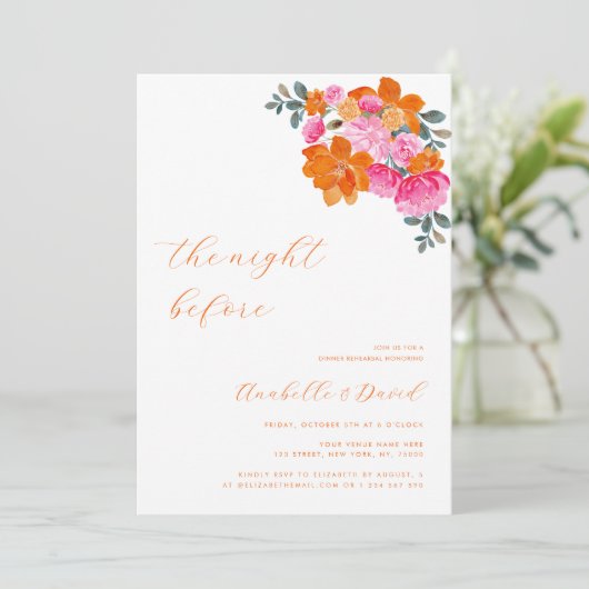 Helder roze Sinaasappel Levendig Bloemen Repetitie Kaart (Staand voorkant)