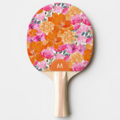 Helder Roze Sinaasappel Levendige Bloemen Custom M Tafeltennisbatje (Voorkant)