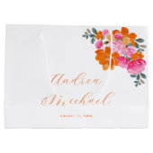 Helder Roze & Sinaasappel Levendige Zomer Bloemen  Groot Cadeauzakje (Achterkant)