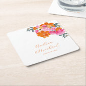 Helder Roze & Sinaasappel Levendige Zomer Bloemen Kartonnen Onderzetters (Schuin)