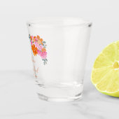 Helder Roze & Sinaasappel Levendige Zomer Bloemen  Shot Glas (Rechts)