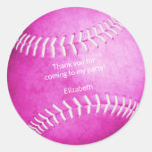 Helder roze softbal sport partij dank u ronde sticker (Voorkant)