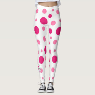 Helder Roze Stippen Aangepaste Naam & Monogram Leggings
