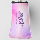 Helder Roze Swirl Design Monogrammed Putter Hoesje Golfheadcover (Draai 90)