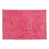 Helder roze textiel met een centrale blauwe kleur kussensloop (Achterkant-Rechts)