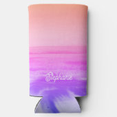 Helder Roze Tropisch Strand Bachelorette Trendy Seltzer Blikjeskoeler (Achterkant)