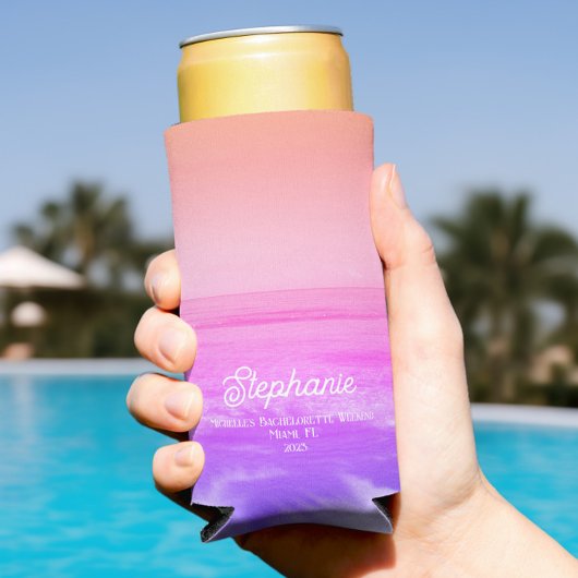 Helder Roze Tropisch Strand Bachelorette Trendy Seltzer Blikjeskoeler